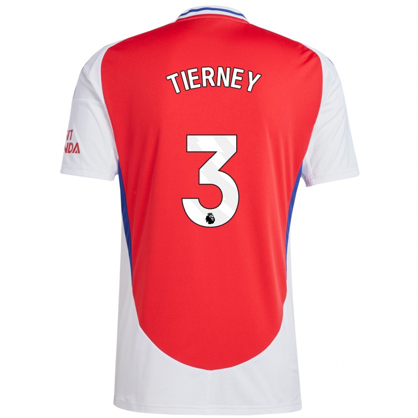 Enfant Football Maillot Kieran Tierney #3 Rouge Blanc Tenues Domicile 2024/25 Canada