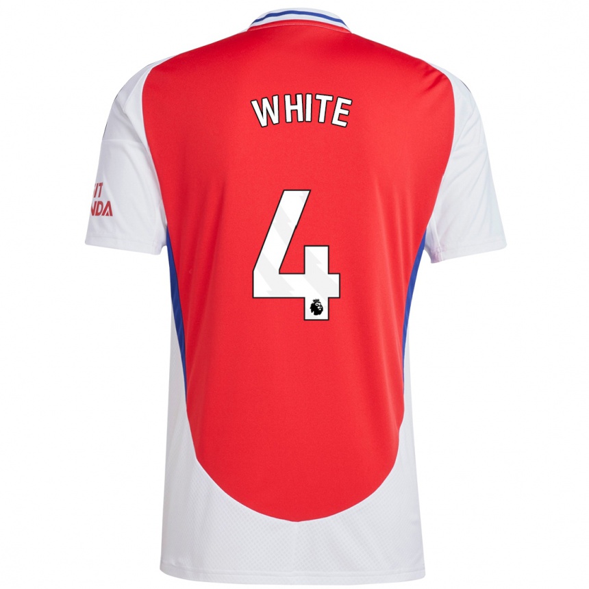 Enfant Football Maillot Ben White #4 Rouge Blanc Tenues Domicile 2024/25 Canada