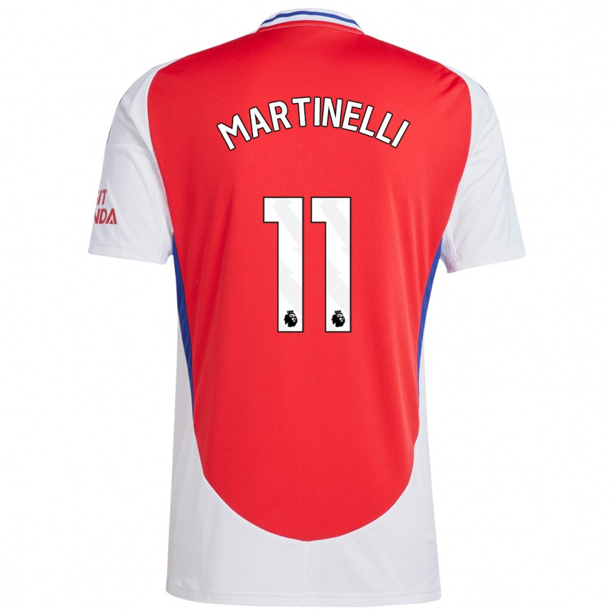 Enfant Football Maillot Gabriel Martinelli #11 Rouge Blanc Tenues Domicile 2024/25 Canada