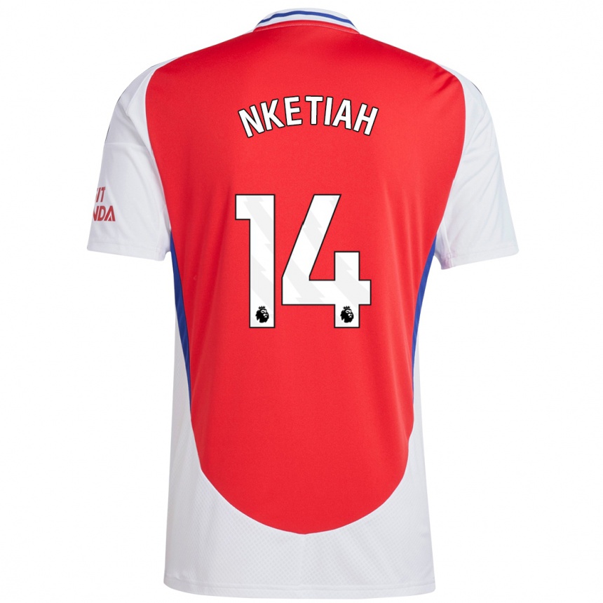 Kids Football Eddie Nketiah #14 Red White Home Jersey 2024/25 T-Shirt Canada