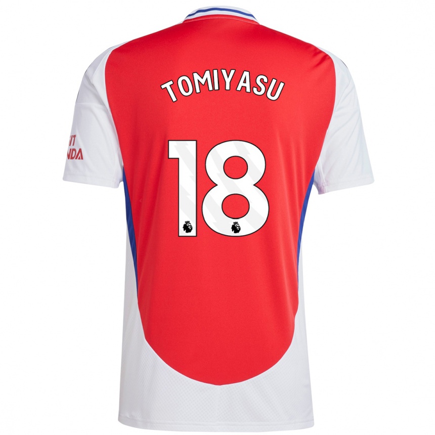 Enfant Football Maillot Takehiro Tomiyasu #18 Rouge Blanc Tenues Domicile 2024/25 Canada