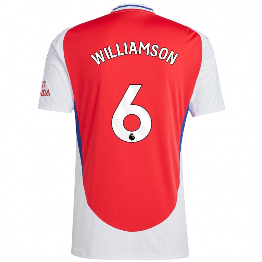 Enfant Football Maillot Leah Williamson #6 Rouge Blanc Tenues Domicile 2024/25 Canada