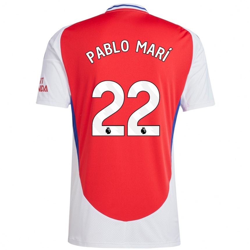 Kids Football Pablo Mari #22 Red White Home Jersey 2024/25 T-Shirt Canada