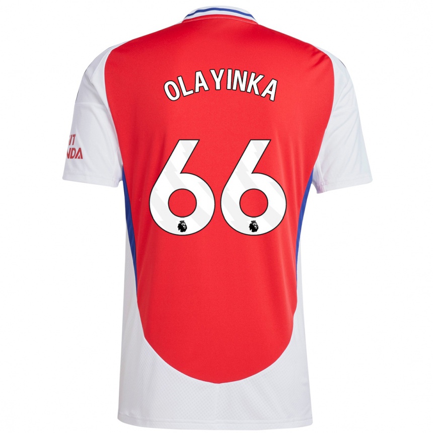 Kids Football James Olayinka #66 Red White Home Jersey 2024/25 T-Shirt Canada