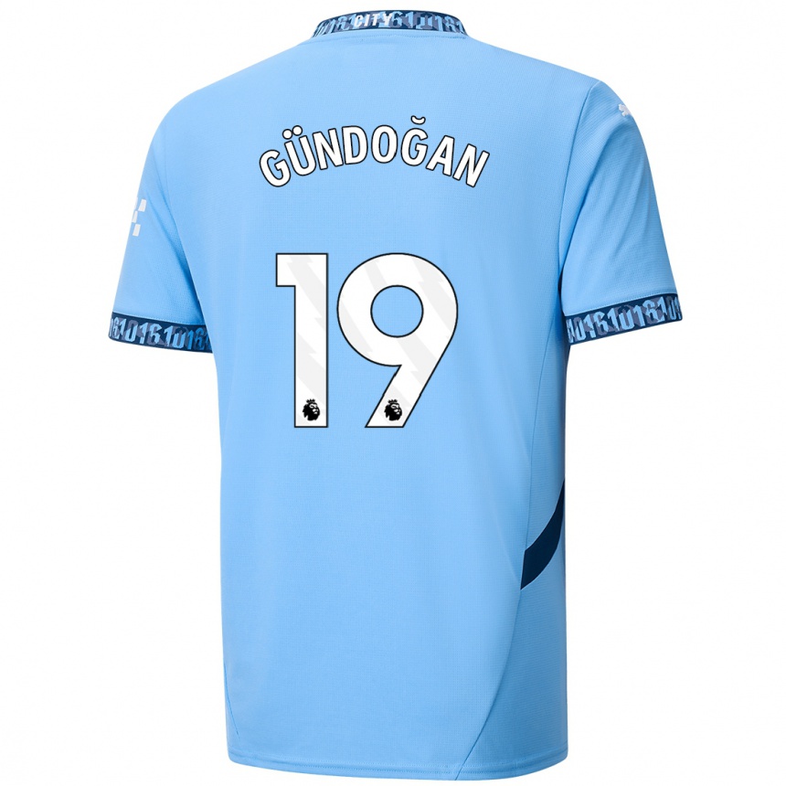 Enfant Football Maillot Ilkay Gundogan #19 Bleu Marine Tenues Domicile 2024/25 Canada