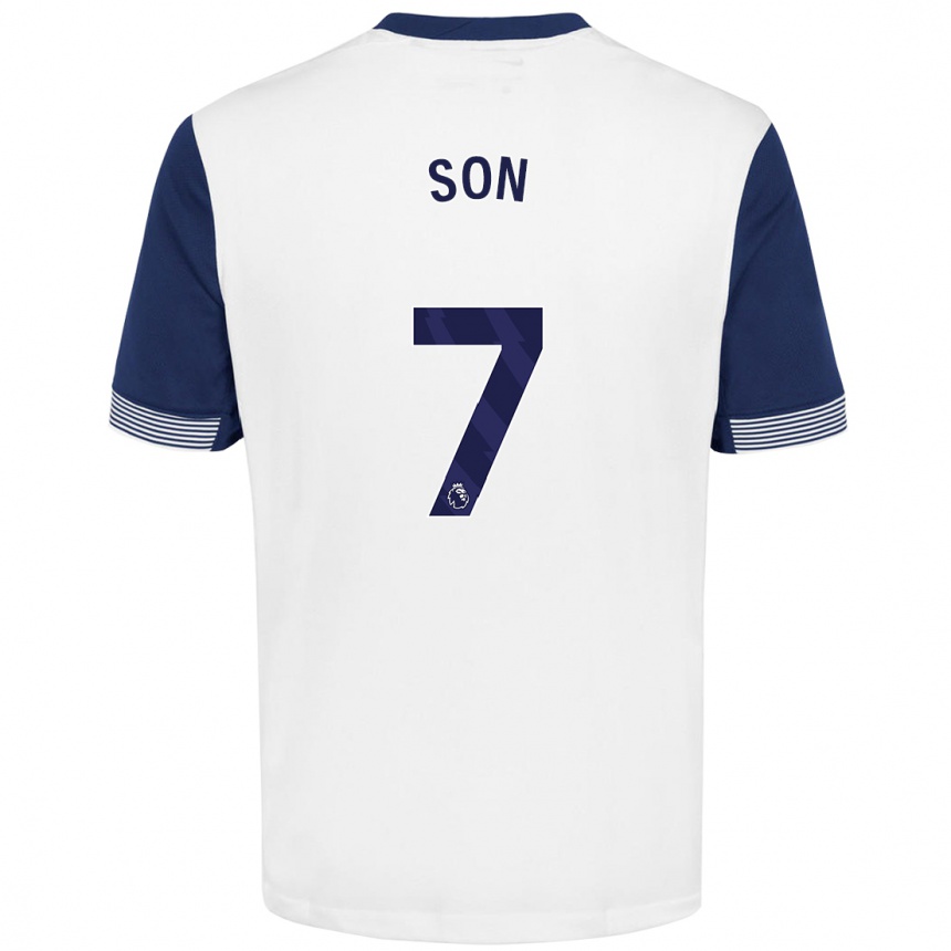 Kids Football Heung-Min Son #7 White Blue Home Jersey 2024/25 T-Shirt Canada