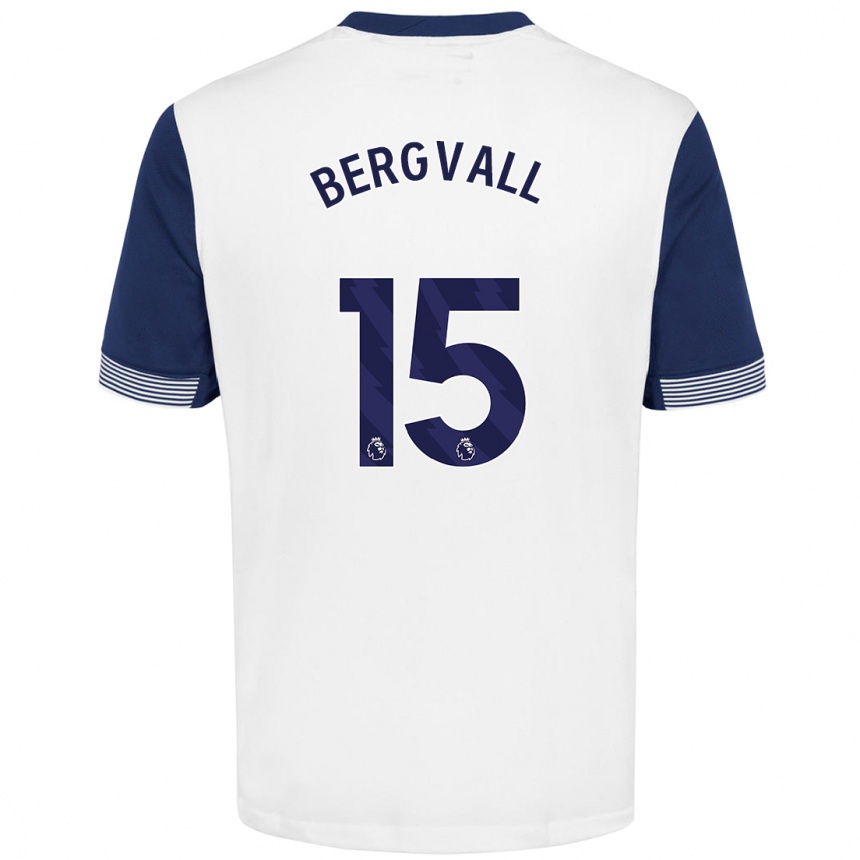 Kids Football Lucas Bergvall #15 White Blue Home Jersey 2024/25 T-Shirt Canada