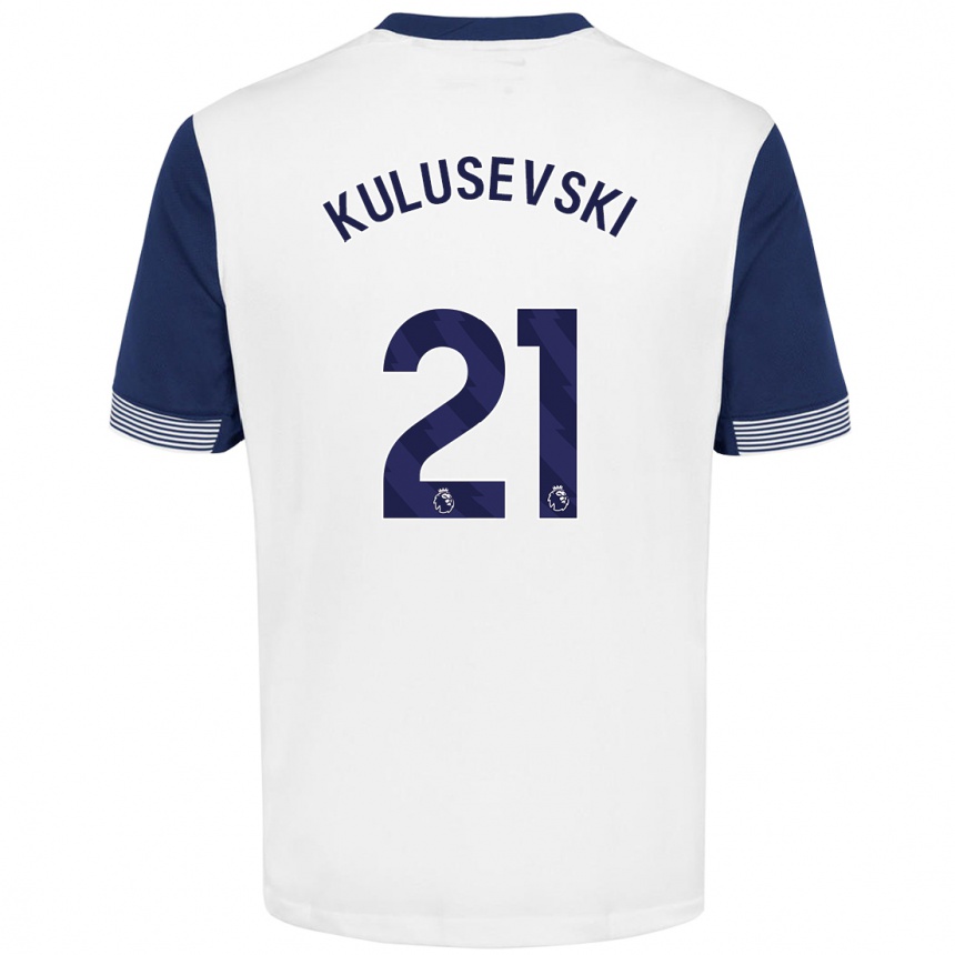 Enfant Football Maillot Dejan Kulusevski #21 Blanc Bleu Tenues Domicile 2024/25 Canada