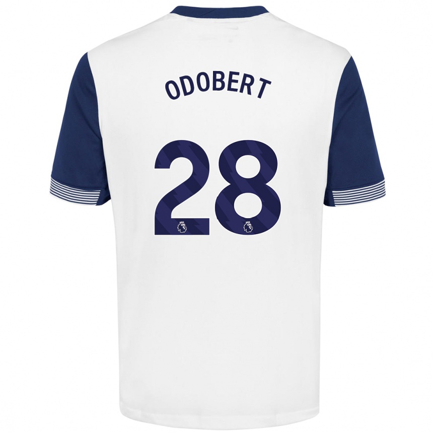 Kids Football Wilson Odobert #28 White Blue Home Jersey 2024/25 T-Shirt Canada