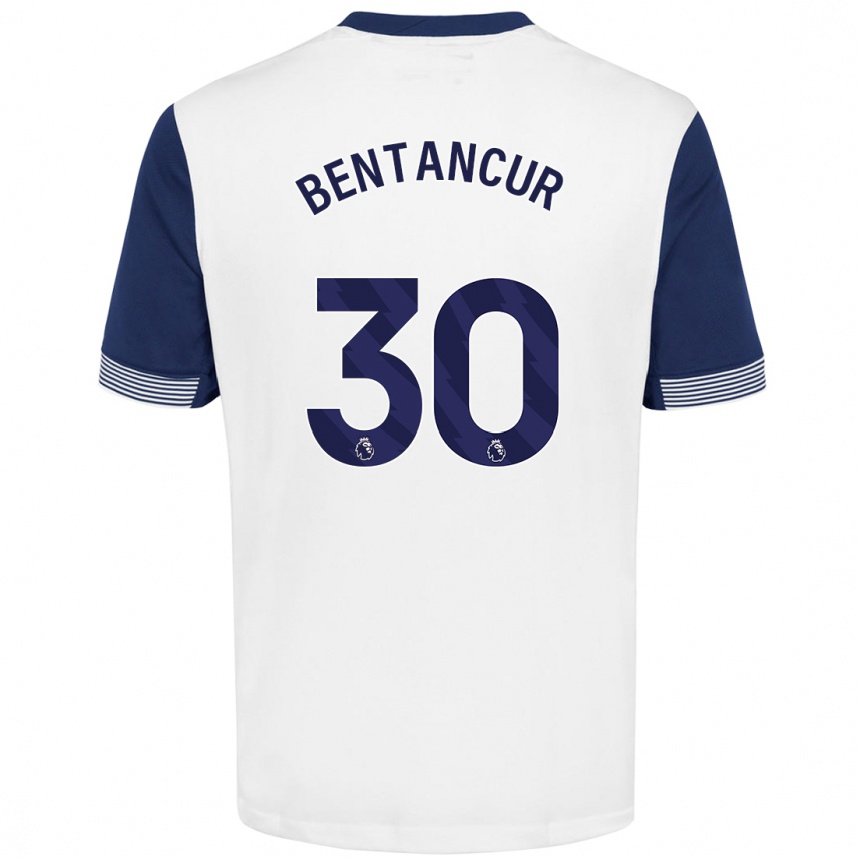 Kids Football Rodrigo Bentancur #30 White Blue Home Jersey 2024/25 T-Shirt Canada