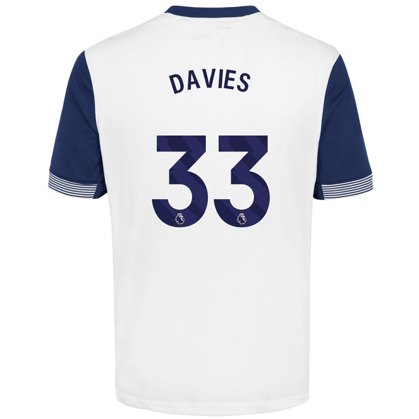 Kids Football Ben Davies #33 White Blue Home Jersey 2024/25 T-Shirt Canada