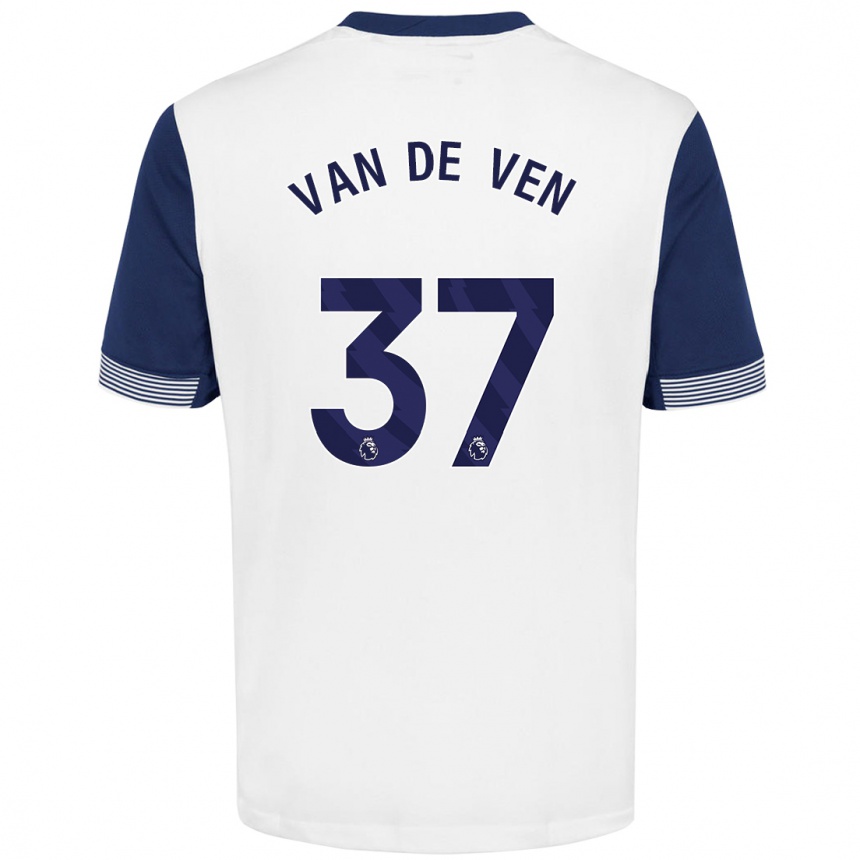 Kids Football Micky Van De Ven #37 White Blue Home Jersey 2024/25 T-Shirt Canada