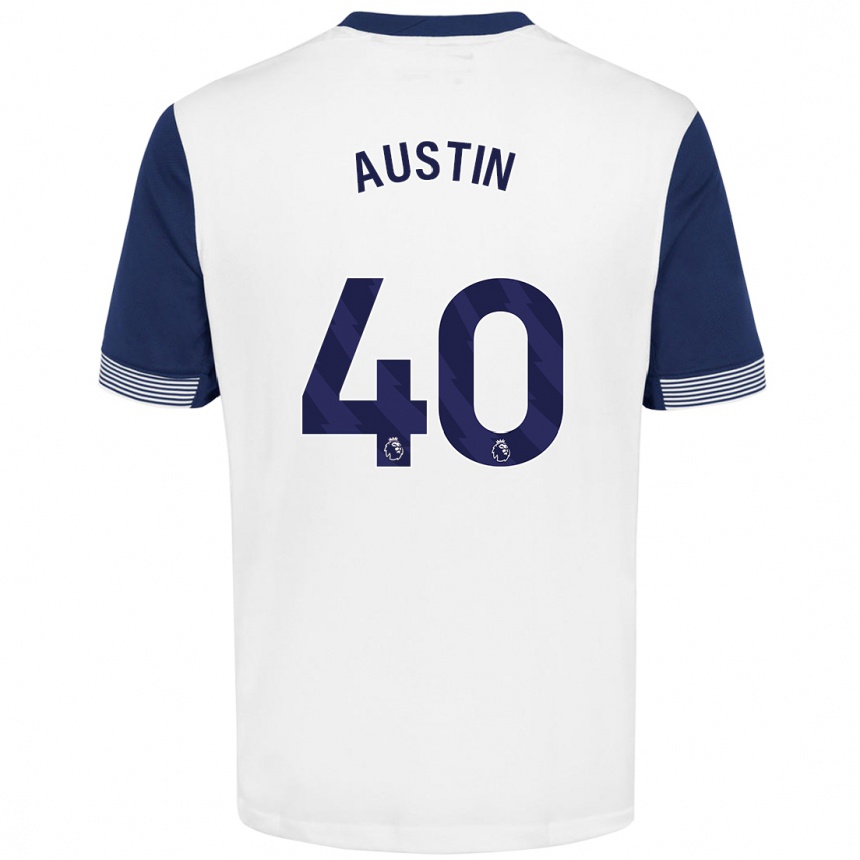 Enfant Football Maillot Brandon Austin #40 Blanc Bleu Tenues Domicile 2024/25 Canada