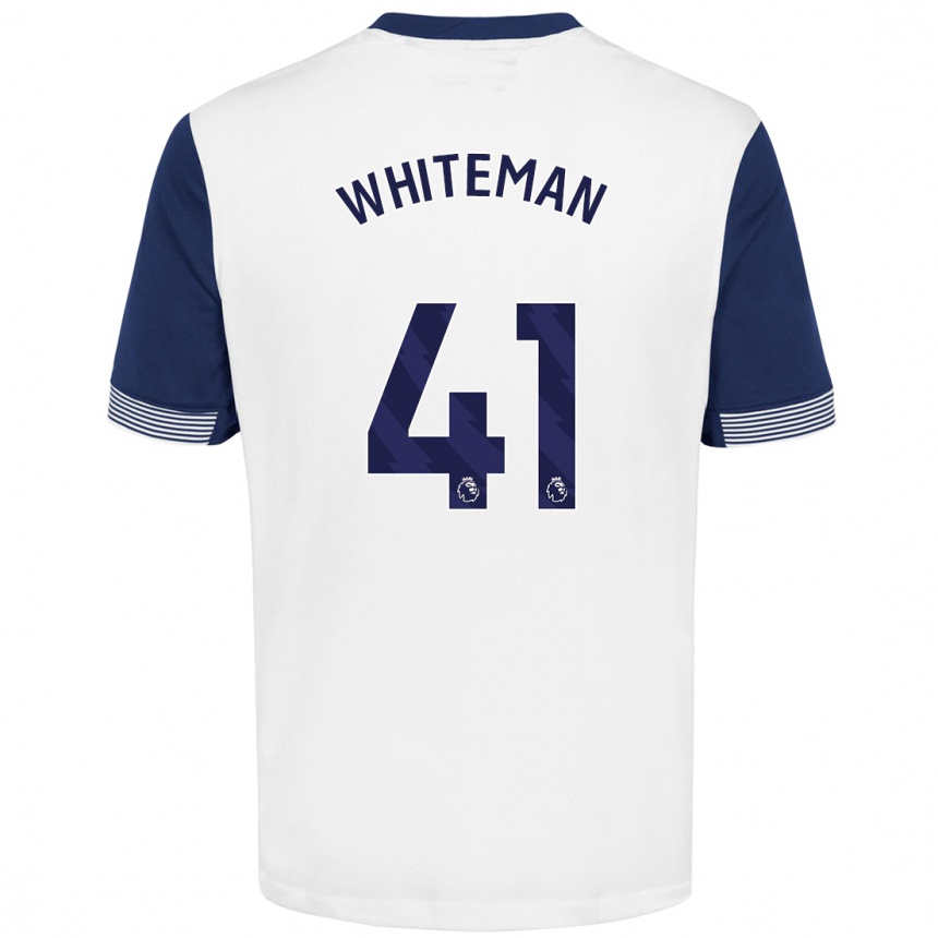 Kids Football Alfie Whiteman #41 White Blue Home Jersey 2024/25 T-Shirt Canada