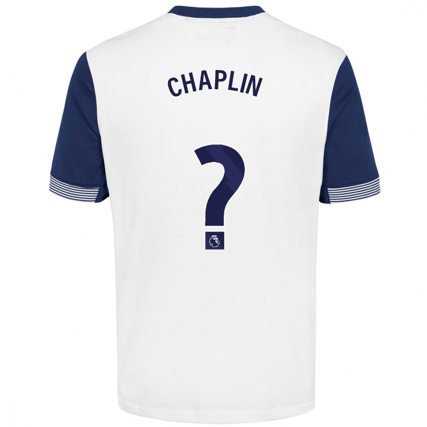 Kids Football Archie Chaplin #0 White Blue Home Jersey 2024/25 T-Shirt Canada