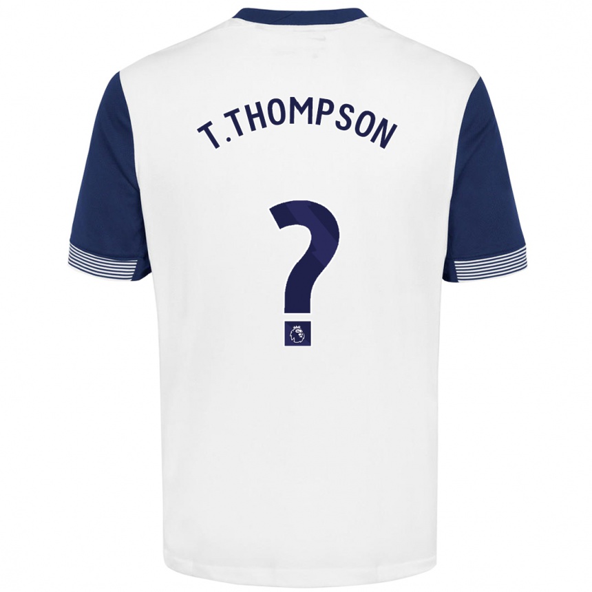 Kids Football Tynan Thompson #0 White Blue Home Jersey 2024/25 T-Shirt Canada