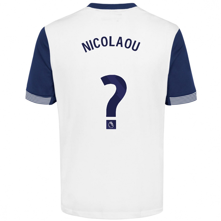 Kids Football Shakil Nicolaou #0 White Blue Home Jersey 2024/25 T-Shirt Canada