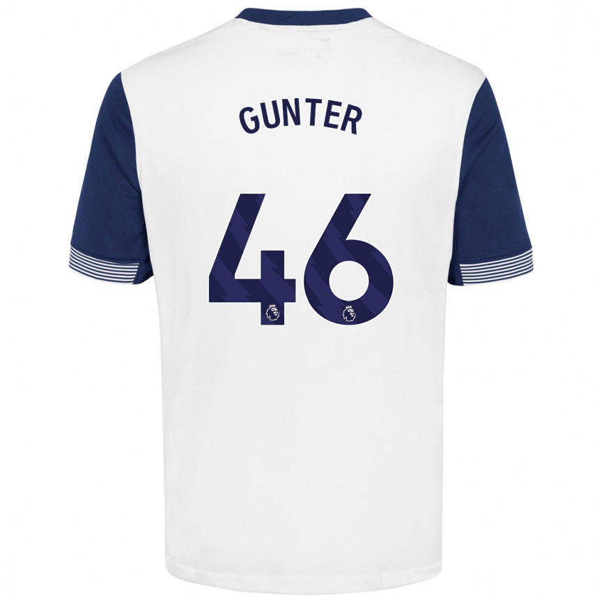 Kids Football Luca Gunter #46 White Blue Home Jersey 2024/25 T-Shirt Canada