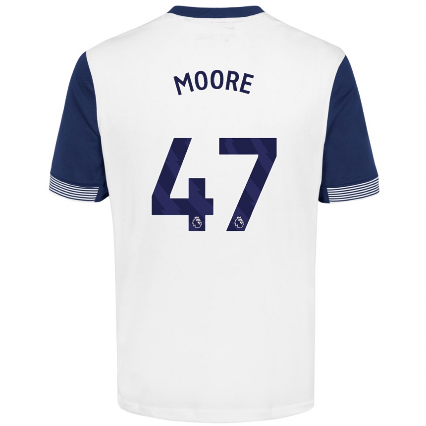 Kids Football Mikey Moore #47 White Blue Home Jersey 2024/25 T-Shirt Canada