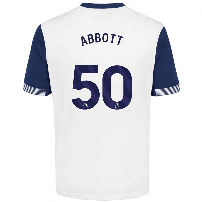 Kids Football George Abbott #50 White Blue Home Jersey 2024/25 T-Shirt Canada