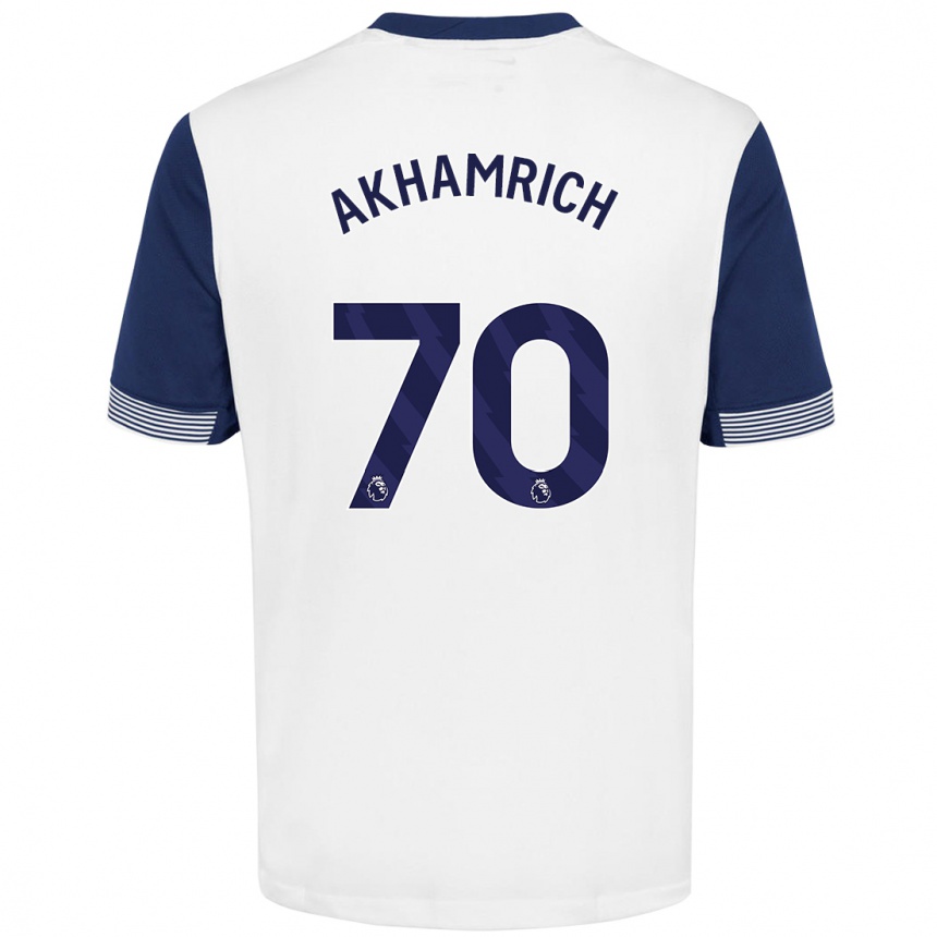 Kids Football Yusuf Akhamrich #70 White Blue Home Jersey 2024/25 T-Shirt Canada