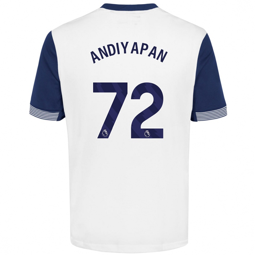 Kids Football William Andiyapan #72 White Blue Home Jersey 2024/25 T-Shirt Canada