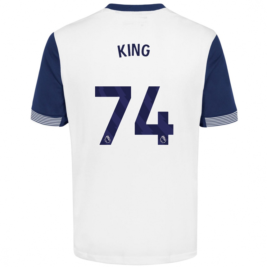 Kids Football Maeson King #74 White Blue Home Jersey 2024/25 T-Shirt Canada