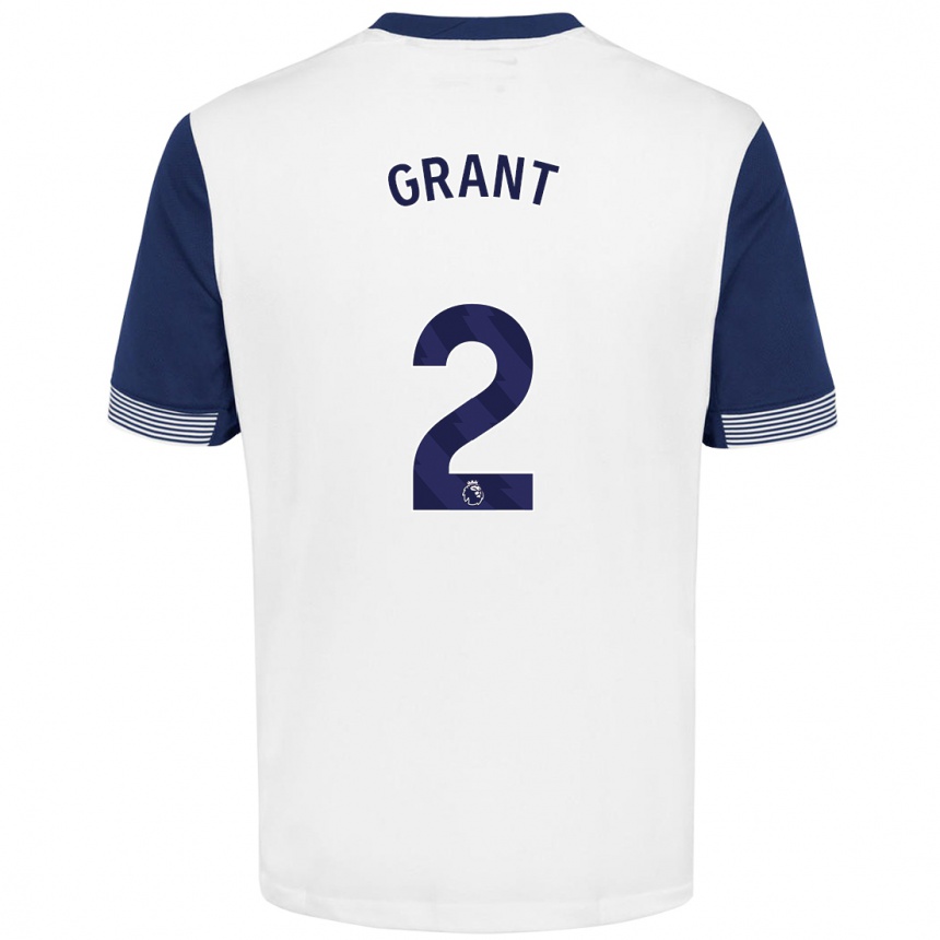 Kids Football Charlotte Grant #2 White Blue Home Jersey 2024/25 T-Shirt Canada