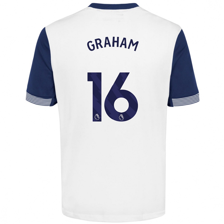 Enfant Football Maillot Kit Graham #16 Blanc Bleu Tenues Domicile 2024/25 Canada