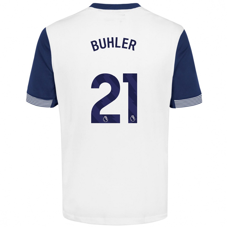 Kids Football Luana Bühler #21 White Blue Home Jersey 2024/25 T-Shirt Canada