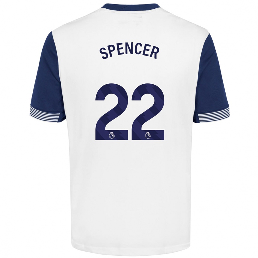 Enfant Football Maillot Rebecca Spencer #22 Blanc Bleu Tenues Domicile 2024/25 Canada