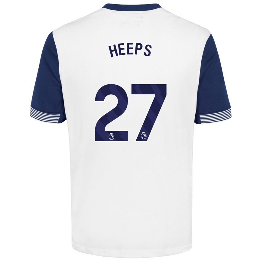 Kids Football Eleanor Heeps #27 White Blue Home Jersey 2024/25 T-Shirt Canada