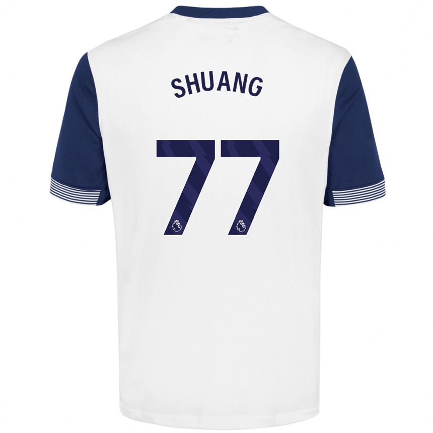 Kids Football Wang Shuang #77 White Blue Home Jersey 2024/25 T-Shirt Canada