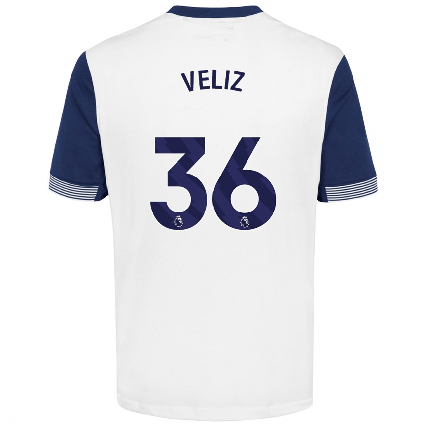 Kids Football Alejo Véliz #36 White Blue Home Jersey 2024/25 T-Shirt Canada