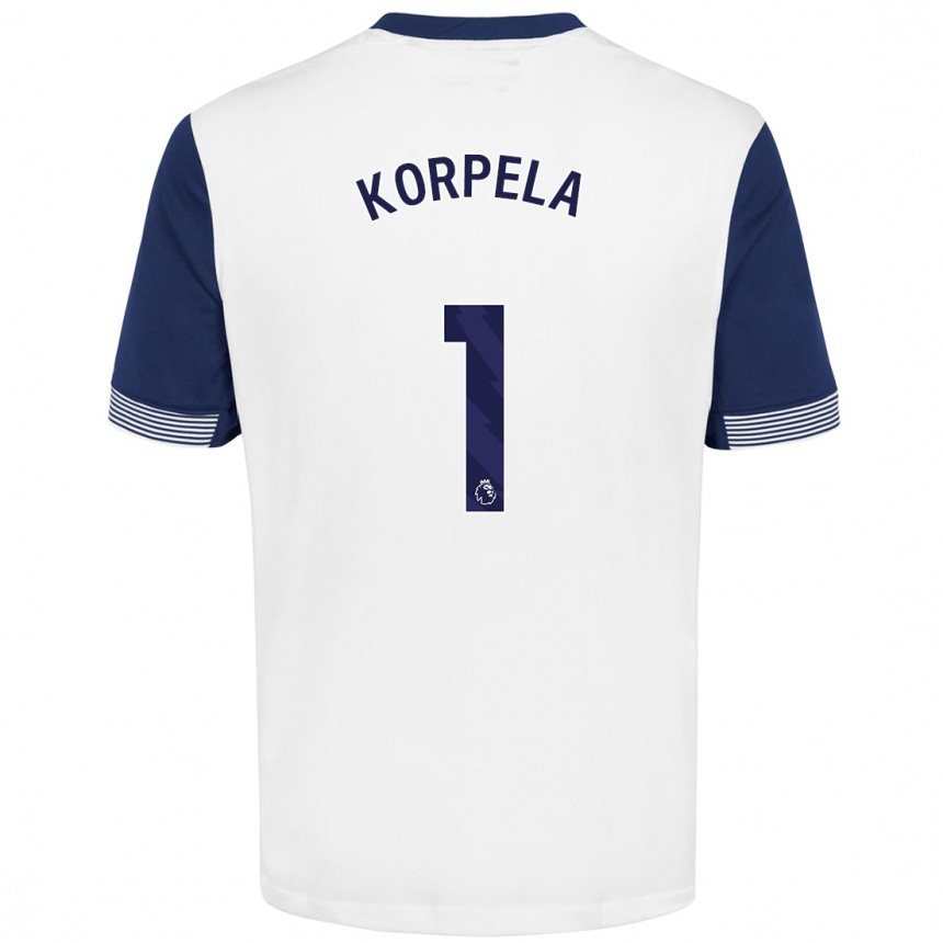 Kids Football Tinja-Riikka Korpela #1 White Blue Home Jersey 2024/25 T-Shirt Canada