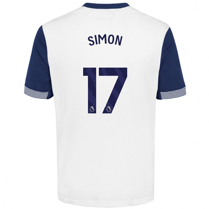 Enfant Football Maillot Kyah Simon #17 Blanc Bleu Tenues Domicile 2024/25 Canada