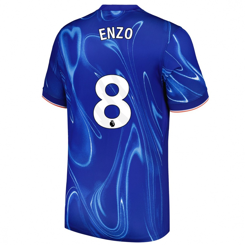 Kids Football Enzo Fernández #8 Blue White Home Jersey 2024/25 T-Shirt Canada