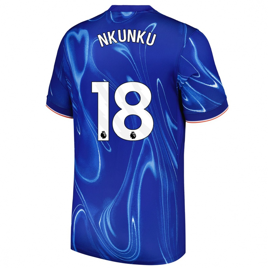 Enfant Football Maillot Christopher Nkunku #18 Bleu Blanc Tenues Domicile 2024/25 Canada