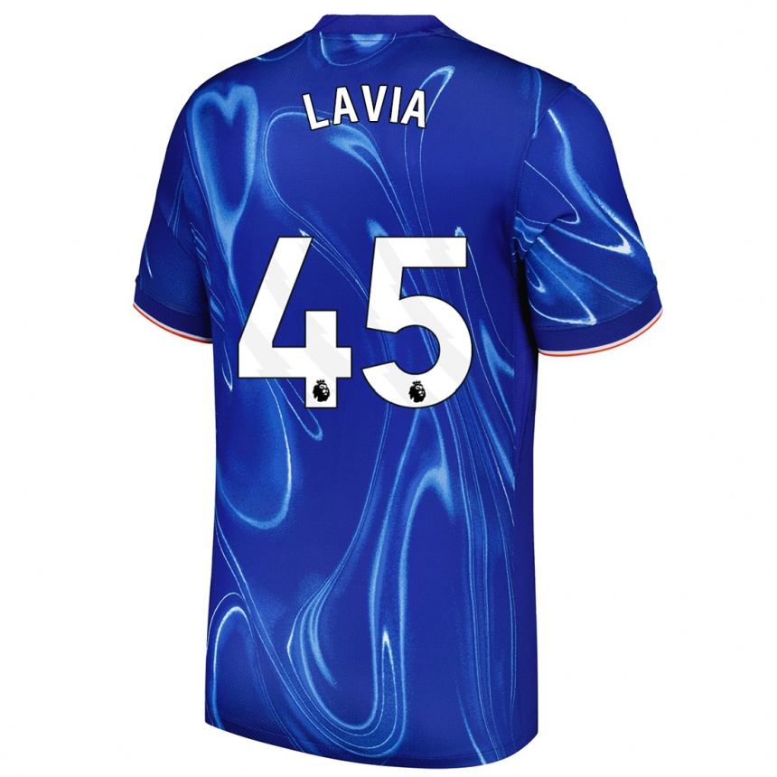 Kids Football Roméo Lavia #45 Blue White Home Jersey 2024/25 T-Shirt Canada