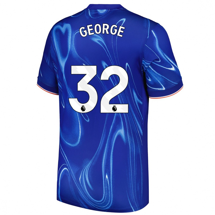 Kids Football Tyrique George #32 Blue White Home Jersey 2024/25 T-Shirt Canada