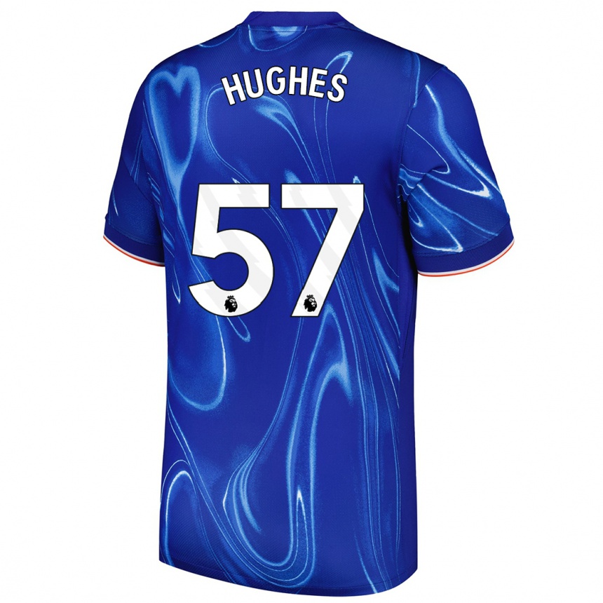 Enfant Football Maillot Brodi Hughes #57 Bleu Blanc Tenues Domicile 2024/25 Canada