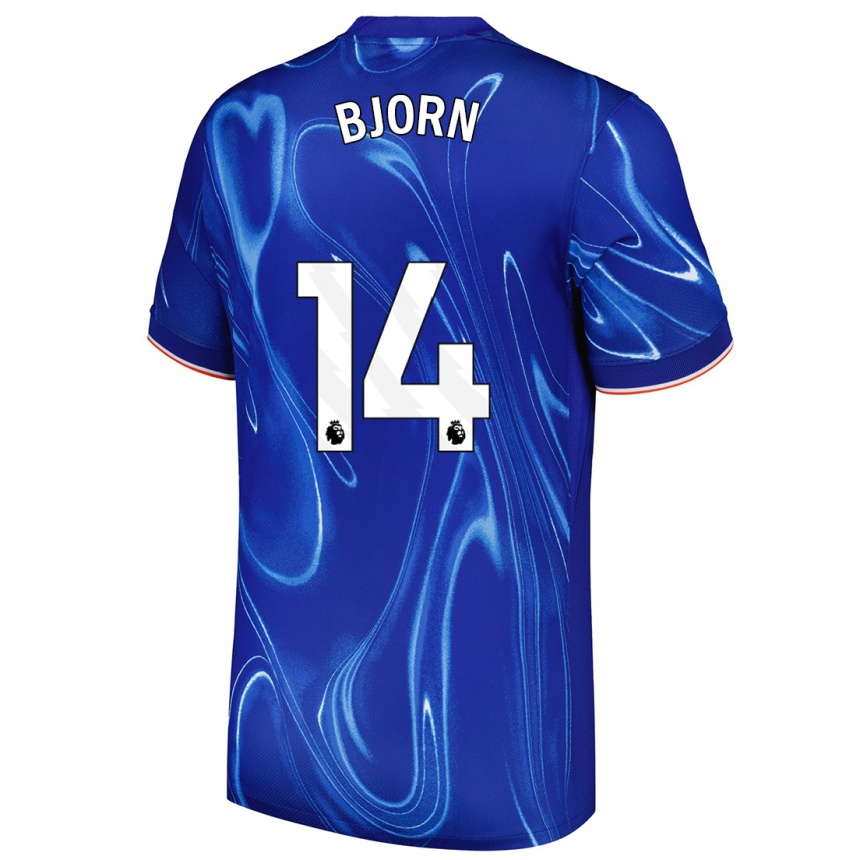 Kids Football Nathalie Björn #14 Blue White Home Jersey 2024/25 T-Shirt Canada