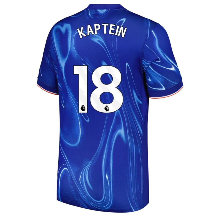 Kids Football Wieke Kaptein #18 Blue White Home Jersey 2024/25 T-Shirt Canada