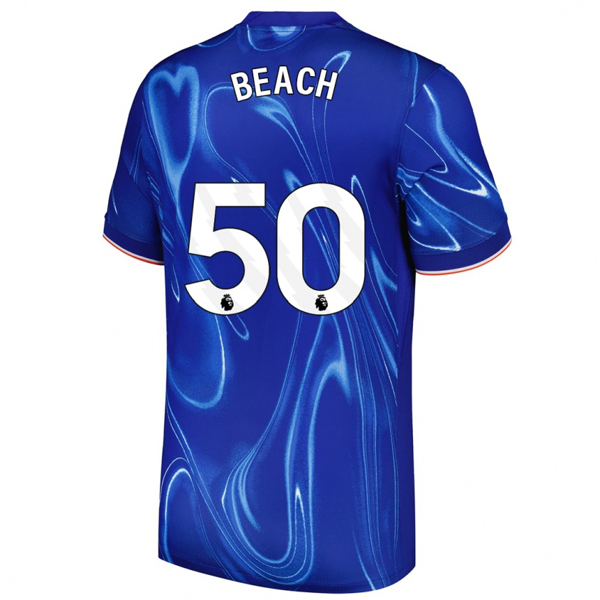 Enfant Football Maillot Eddie Beach #50 Bleu Blanc Tenues Domicile 2024/25 Canada