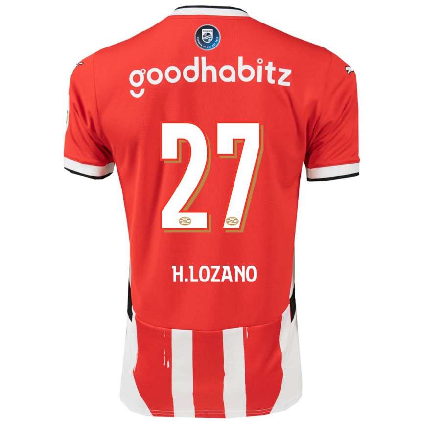 Enfant Football Maillot Hirving Lozano #27 Rouge Blanc Tenues Domicile 2024/25 Canada