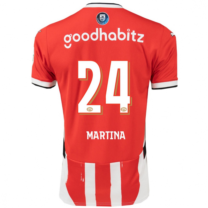 Enfant Football Maillot Shijona Martina #24 Rouge Blanc Tenues Domicile 2024/25 Canada