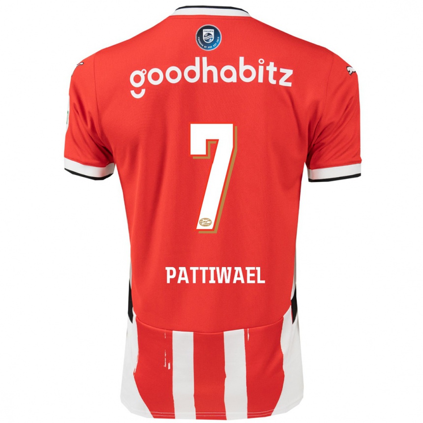 Kids Football Naomi Pattiwael #7 Red White Home Jersey 2024/25 T-Shirt Canada