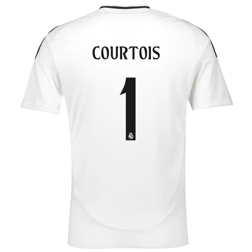 Kids Football Thibaut Courtois #1 White Home Jersey 2024/25 T-Shirt Canada