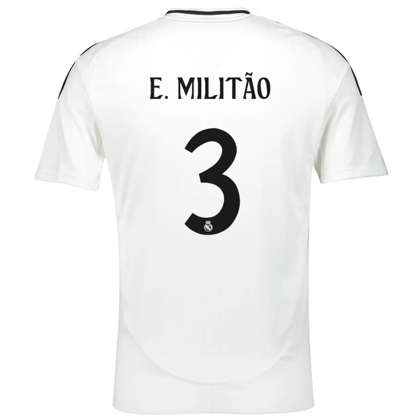 Kids Football Eder Militao #3 White Home Jersey 2024/25 T-Shirt Canada