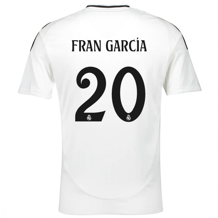 Kids Football Fran García #20 White Home Jersey 2024/25 T-Shirt Canada